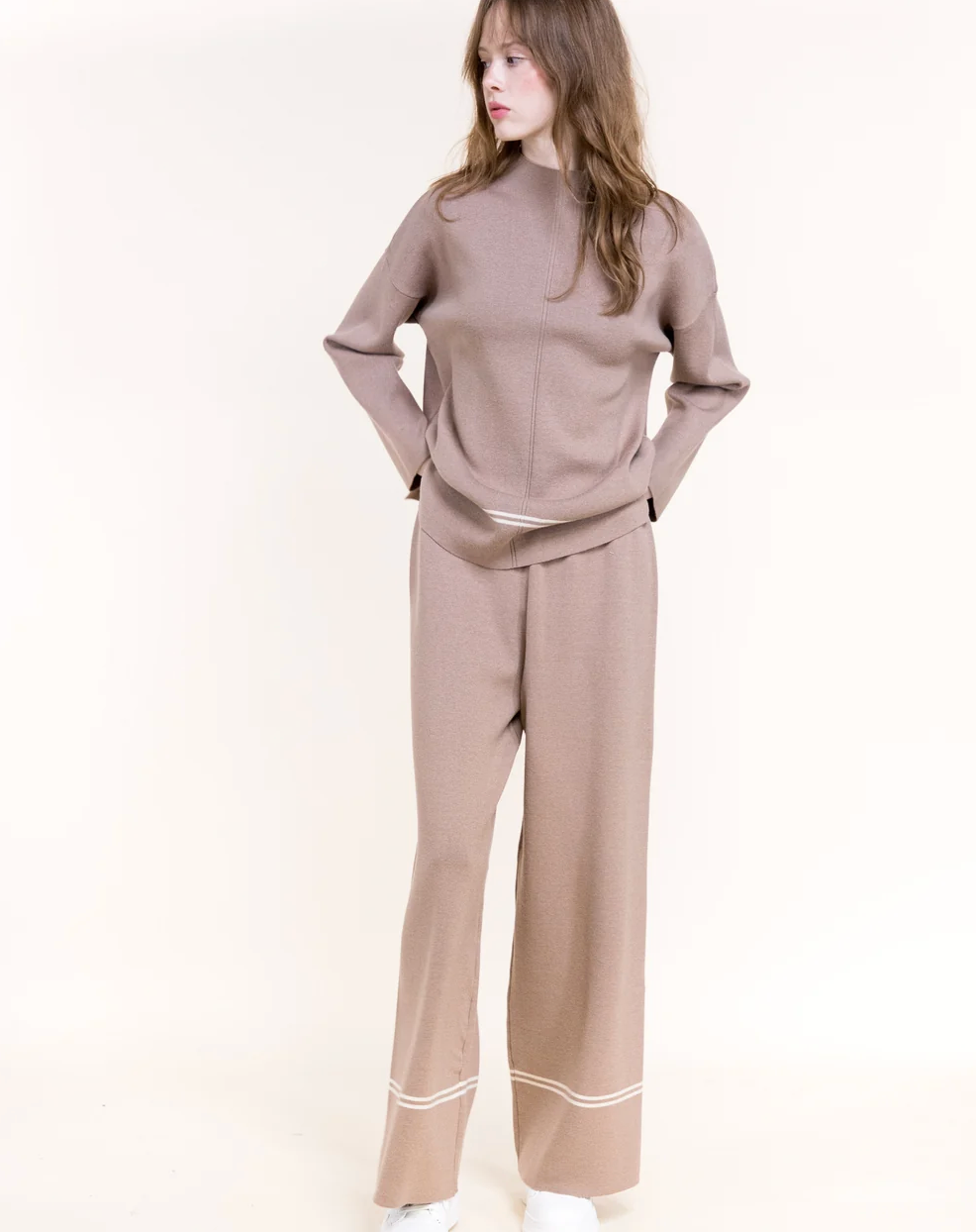 Tonal Stripe Mock Neck Sweater for women - view 9