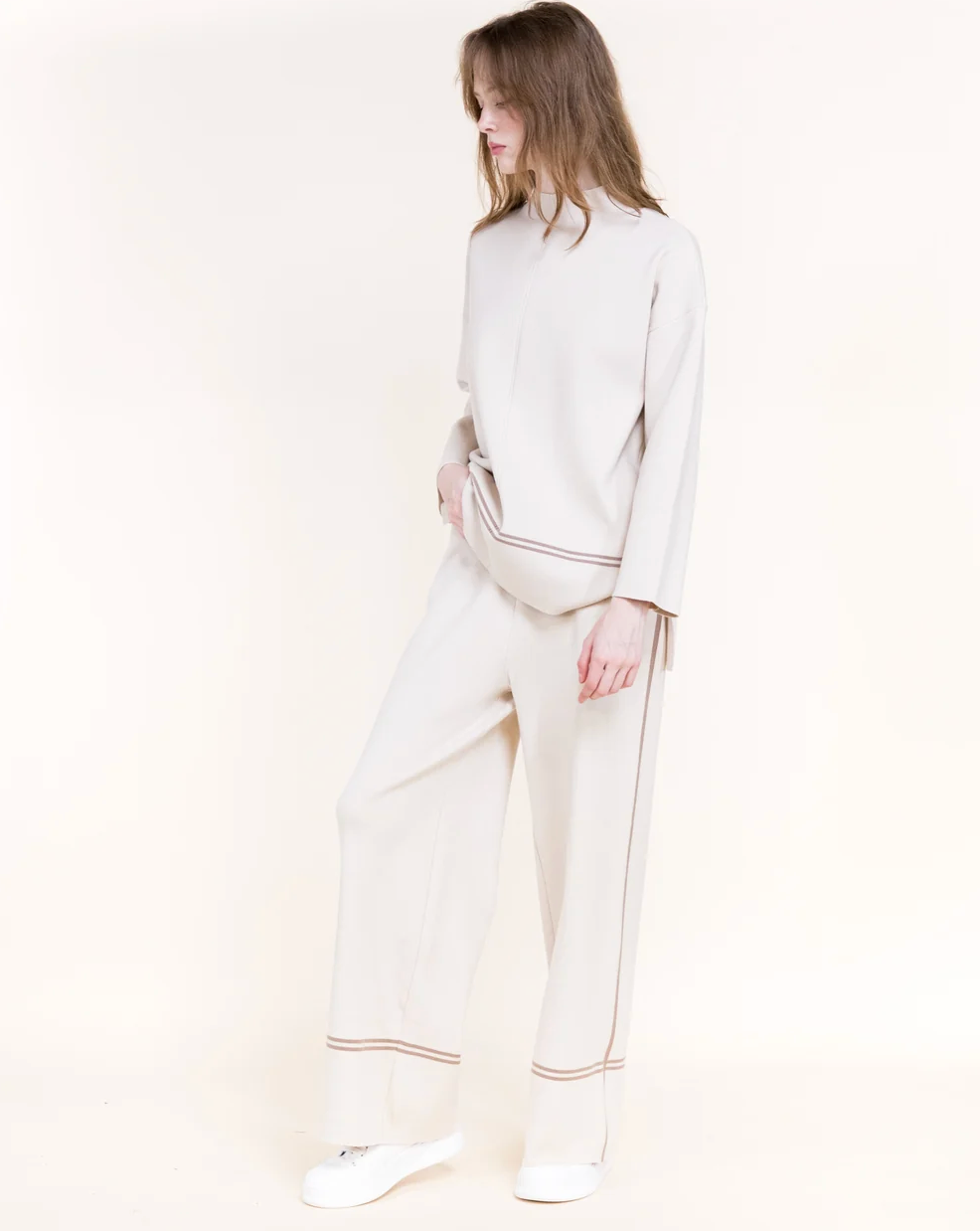 Tonal stripe wide leg pant from Original at Just Girls Boutique