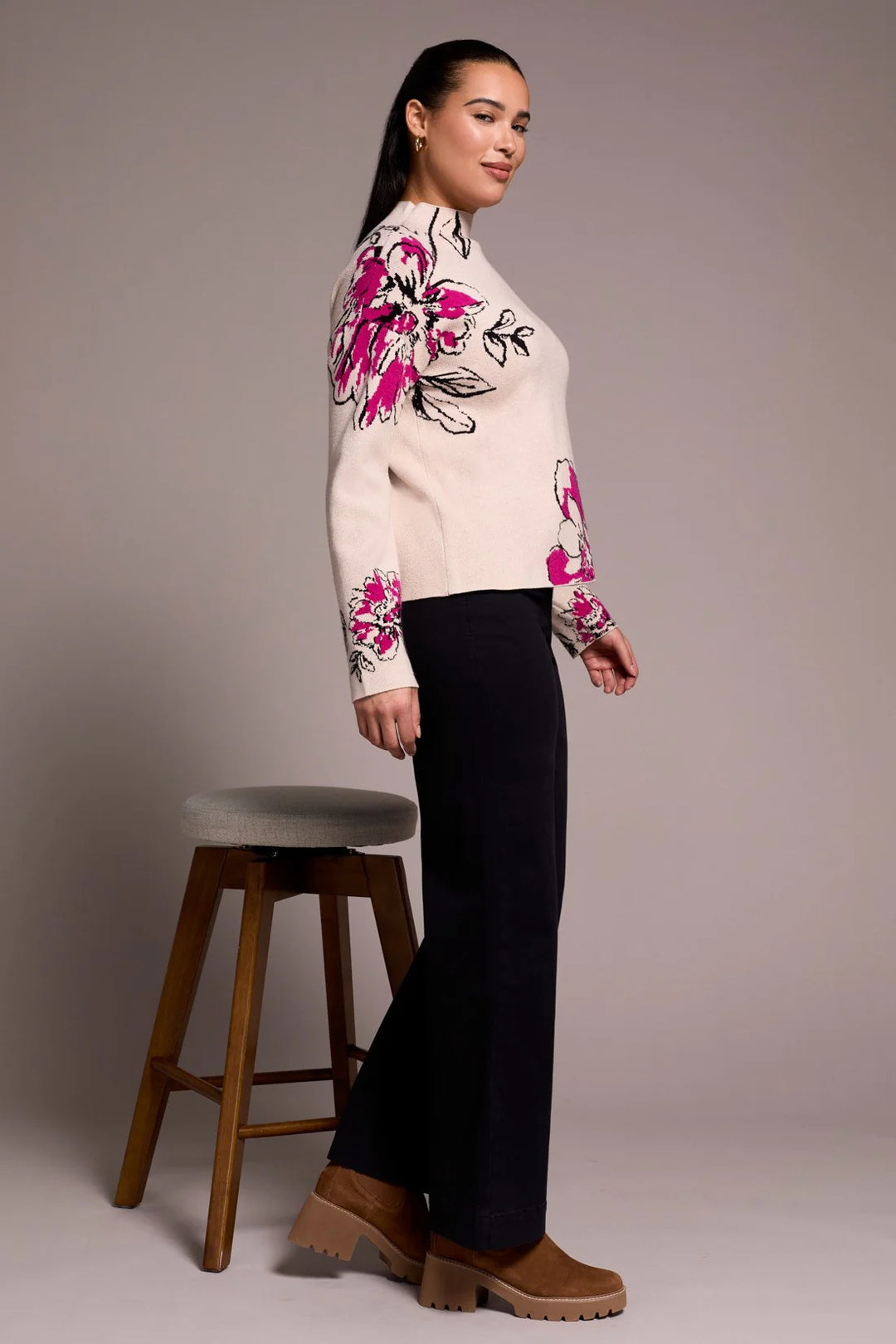Pink Flambe Floral Sweater, Final Sale