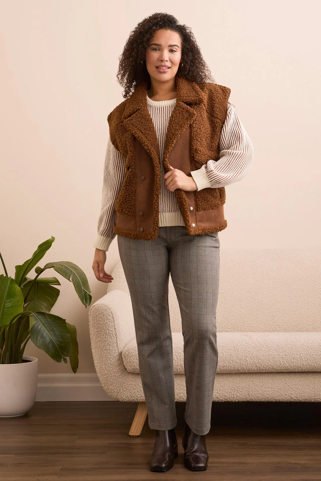 Toffee Twist Sherpa Vest, Final Sale