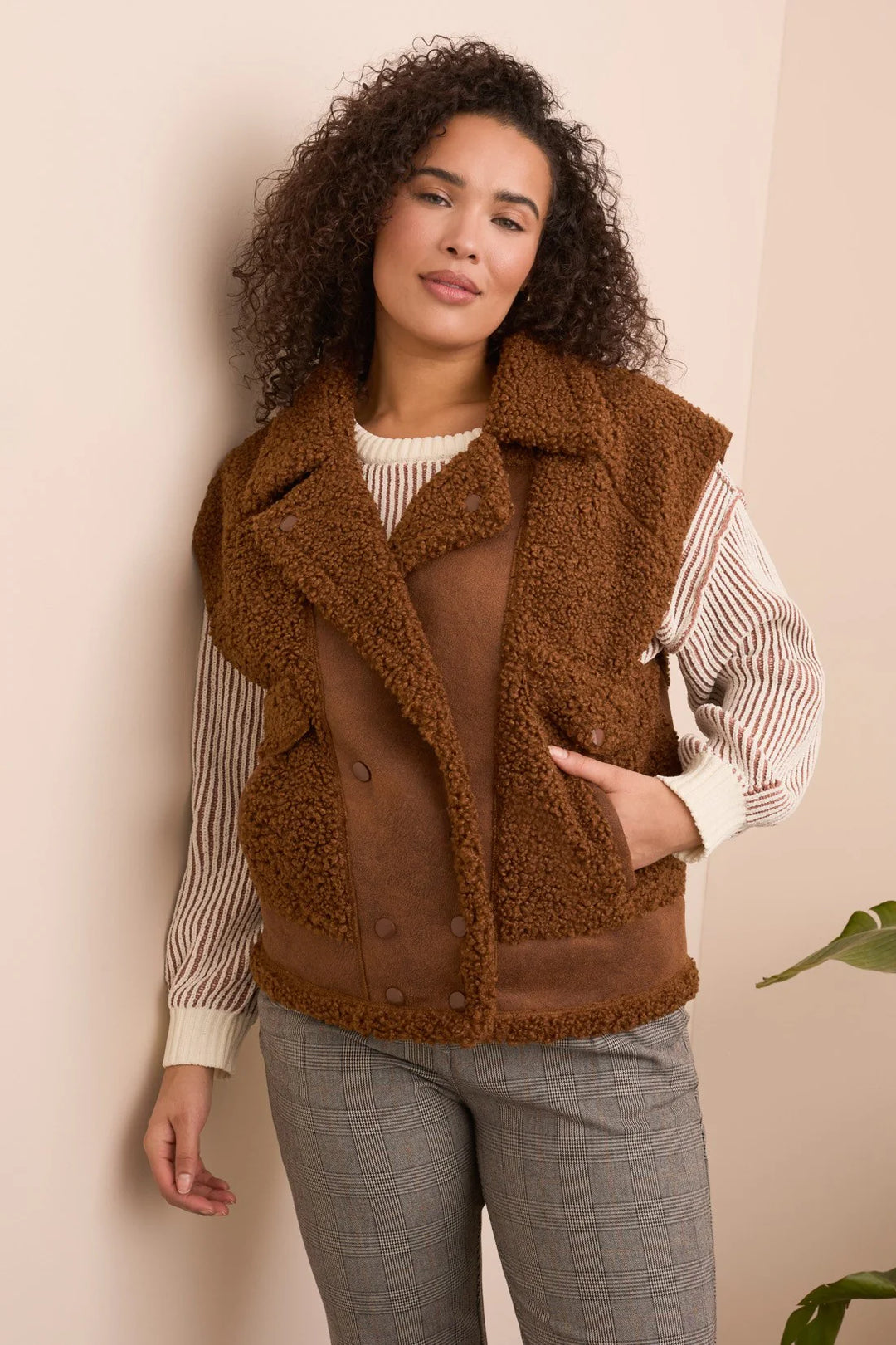 Toffee Twist Sherpa Vest, Final Sale