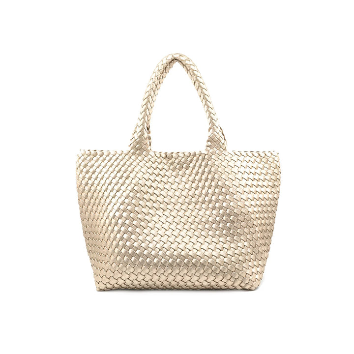 Lia Woven Tote, Champagne