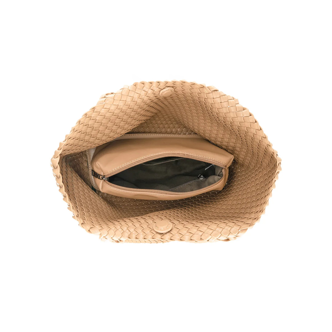 Lia Woven Tote, Champagne