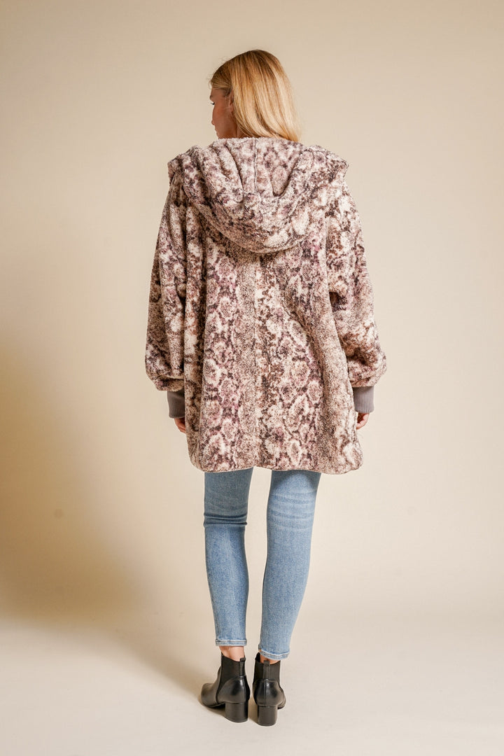 Snake Print Oversized Fuzzy Jacket