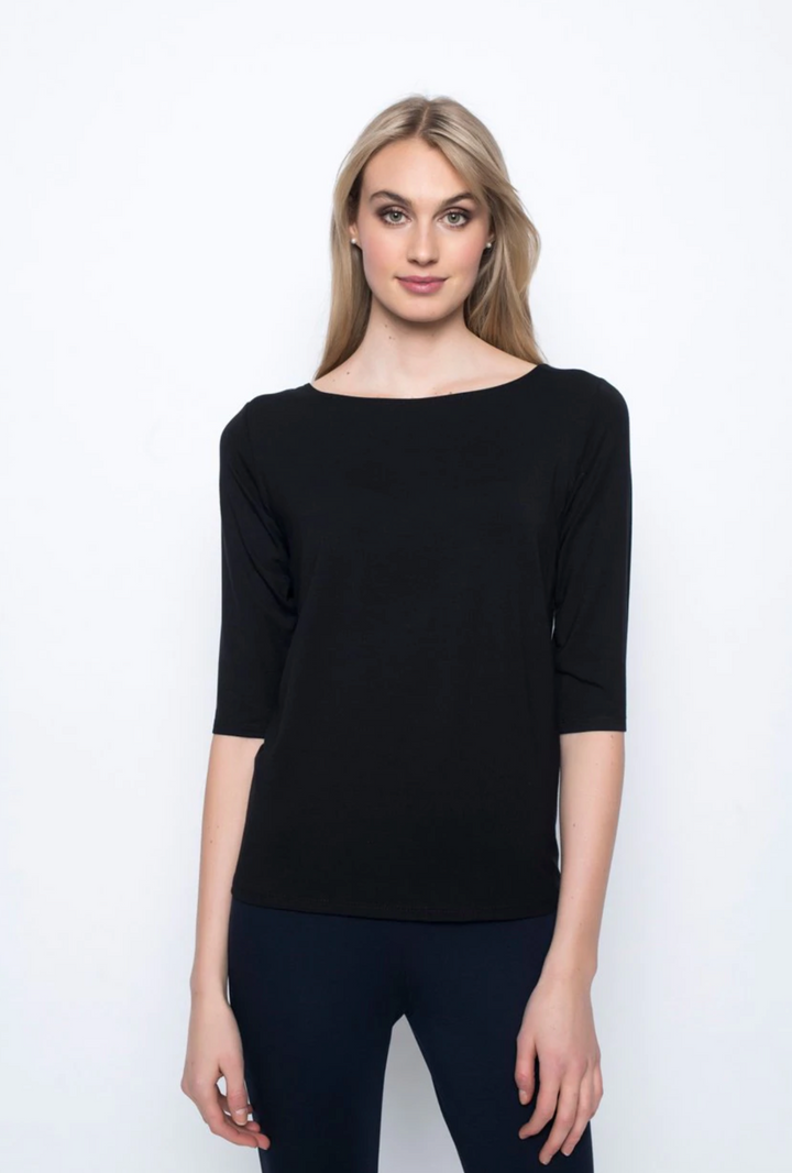 3/4 Sleeve Boatneck Top