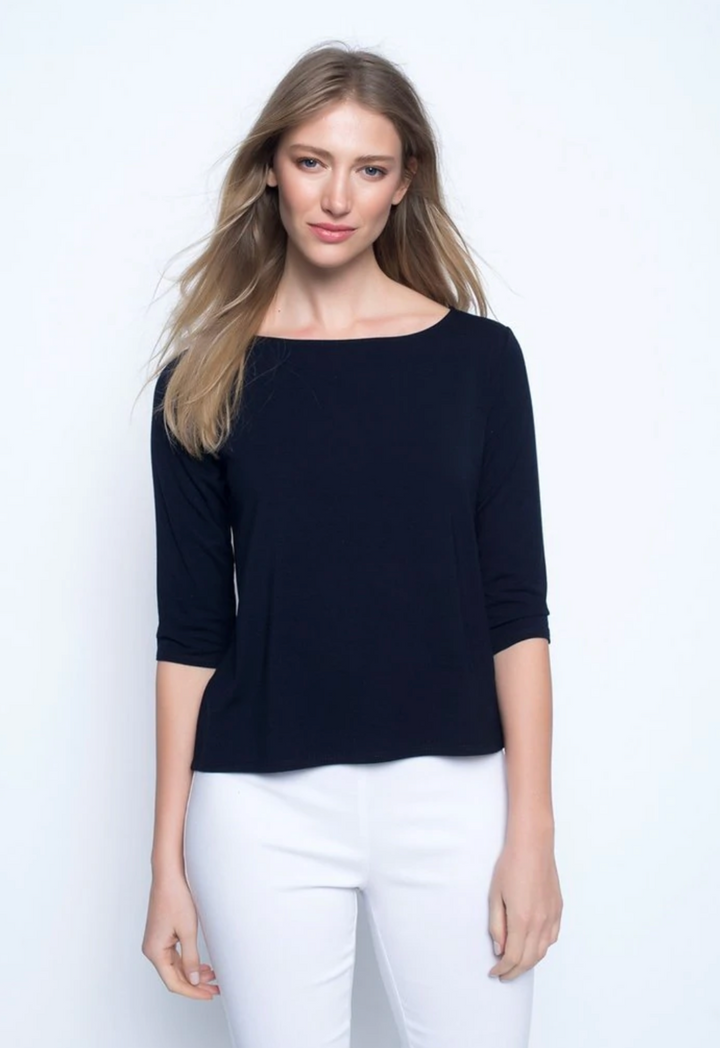 3/4 Sleeve Boatneck Top