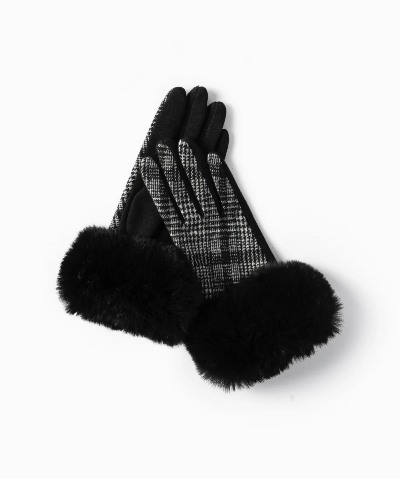 Tartan Plaid Faux Fur Glove