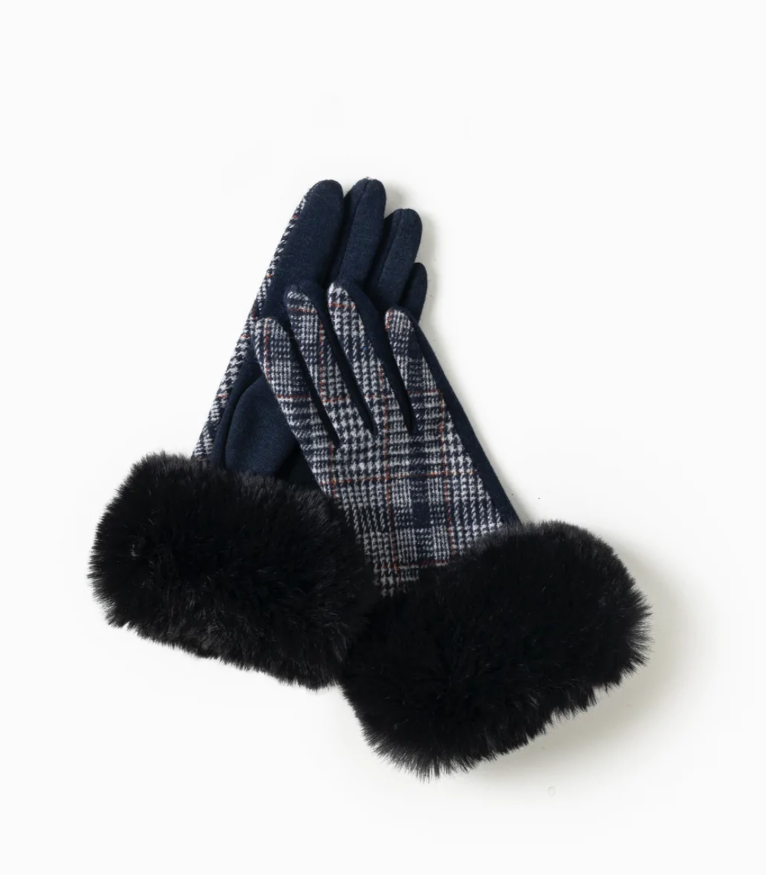 Tartan Plaid Faux Fur Glove