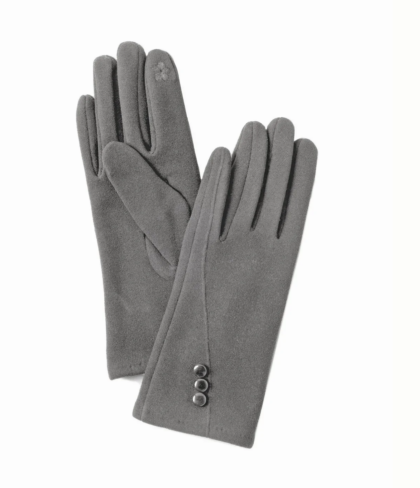 Jolie Button Gloves, Grey