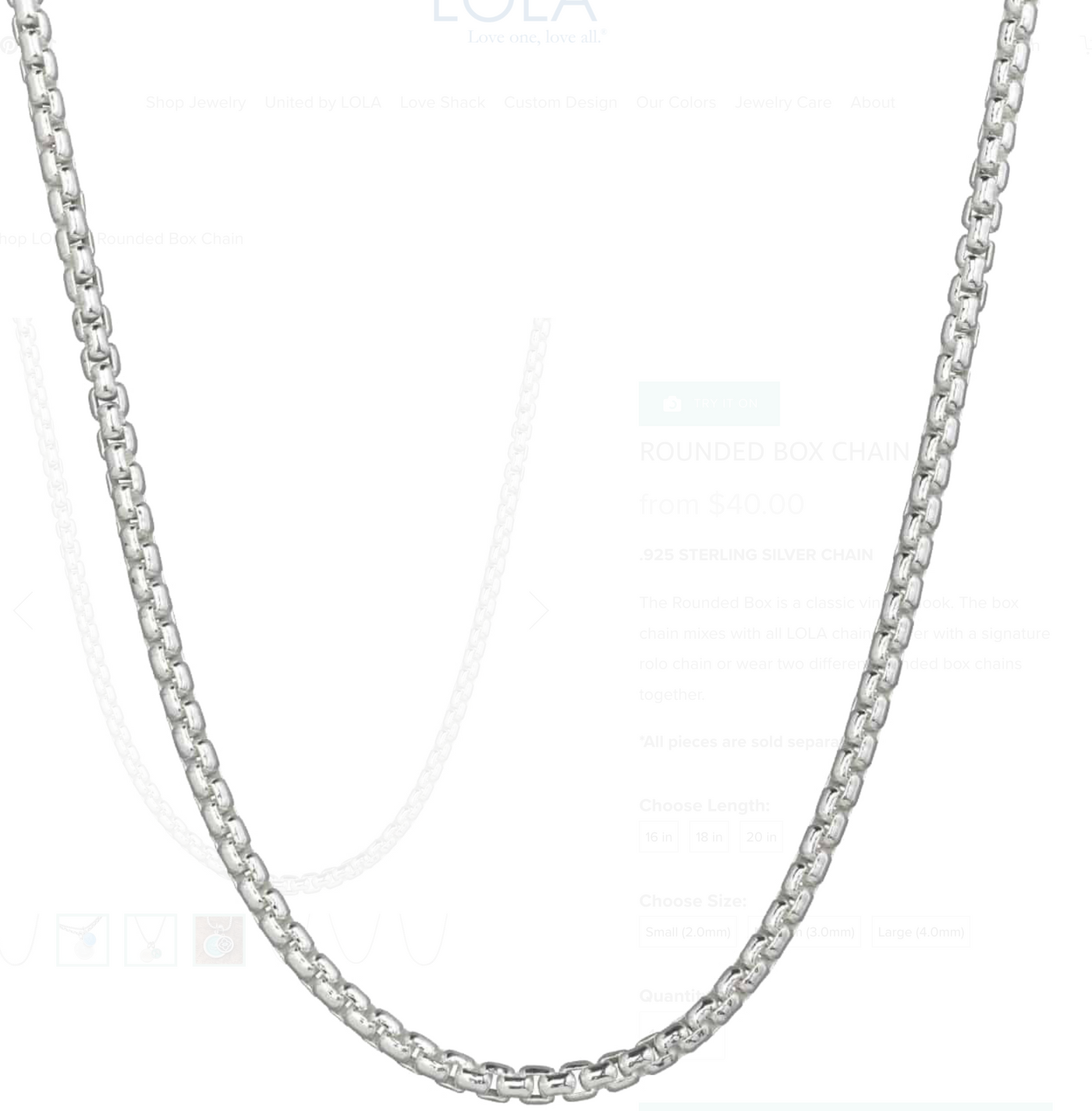 Rounded Box Chain 2.0mm 18", Silver