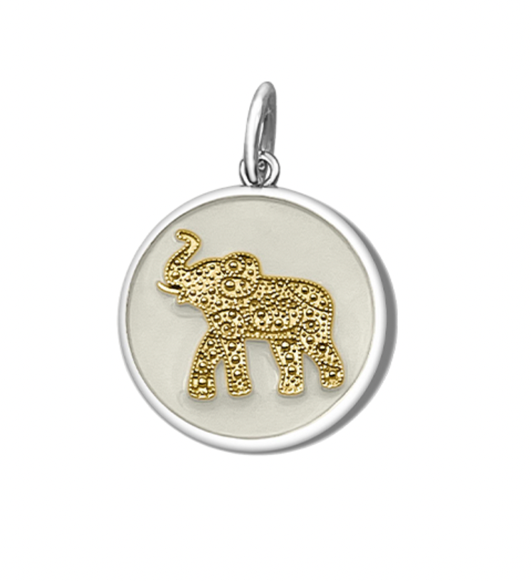 Elephant Gold Pendant, Small 19mm, Ivory