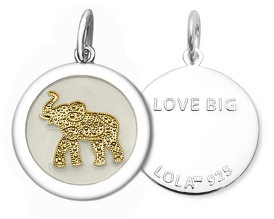Elephant Gold Pendant, Small 19mm, Ivory