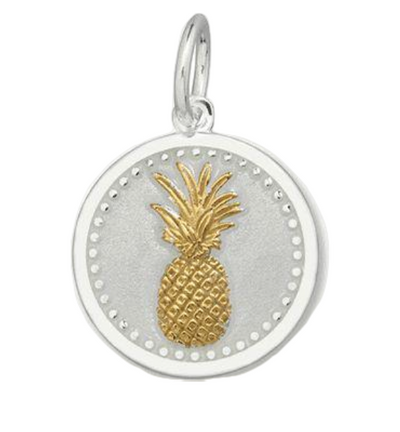 Pineapple Gold Small Pendant, Alpine White