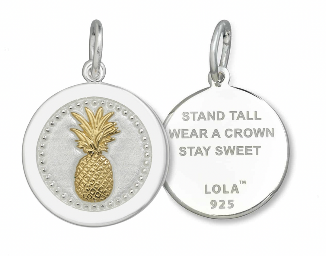 Pineapple Gold Small Pendant, Alpine White