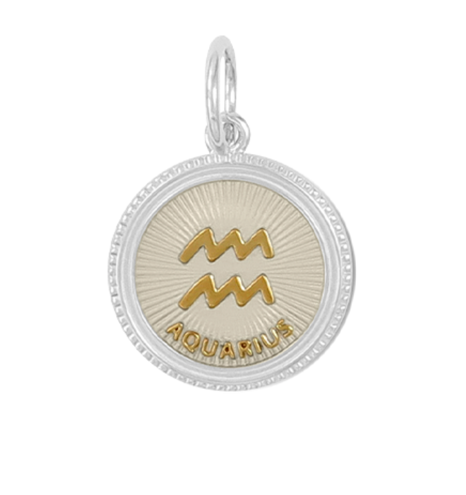 Zodiac Small Pendants, Gold Ivory, 19mm