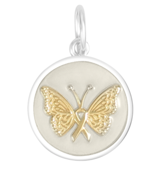 American Cancer Butterfly Small Pendant, Gold Ivory