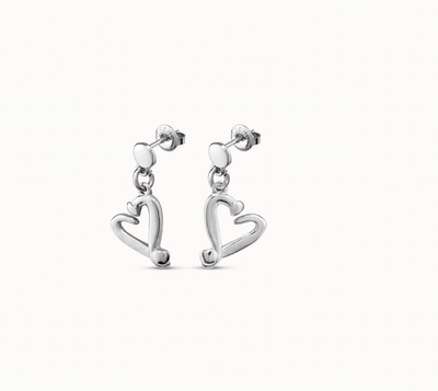 One Love Heart Earrings, Silver