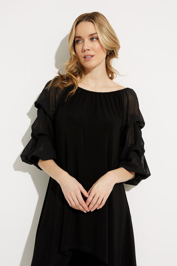Joseph Ribkoff Cold Shoulder Tunic Dress 4 / Black / 96% Polyester/4% Spandex Joseph Ribkoff Cold Shoulder Tunic Dress 4 / Black / 96% Polyester/4% Spandex