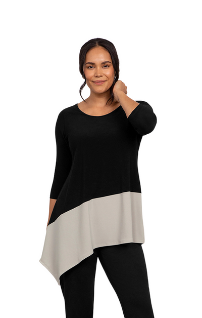 Color Block Reversible Angle Top, Sand/Blk